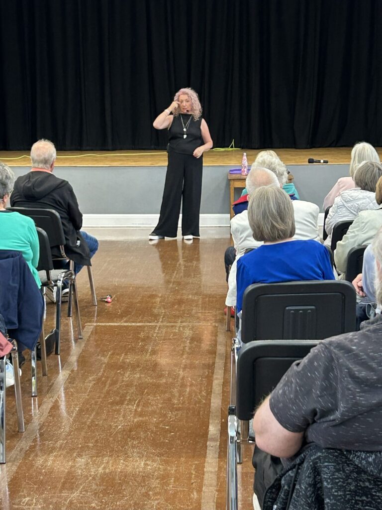 Lindsey Barrell giving talk on British Sign Language