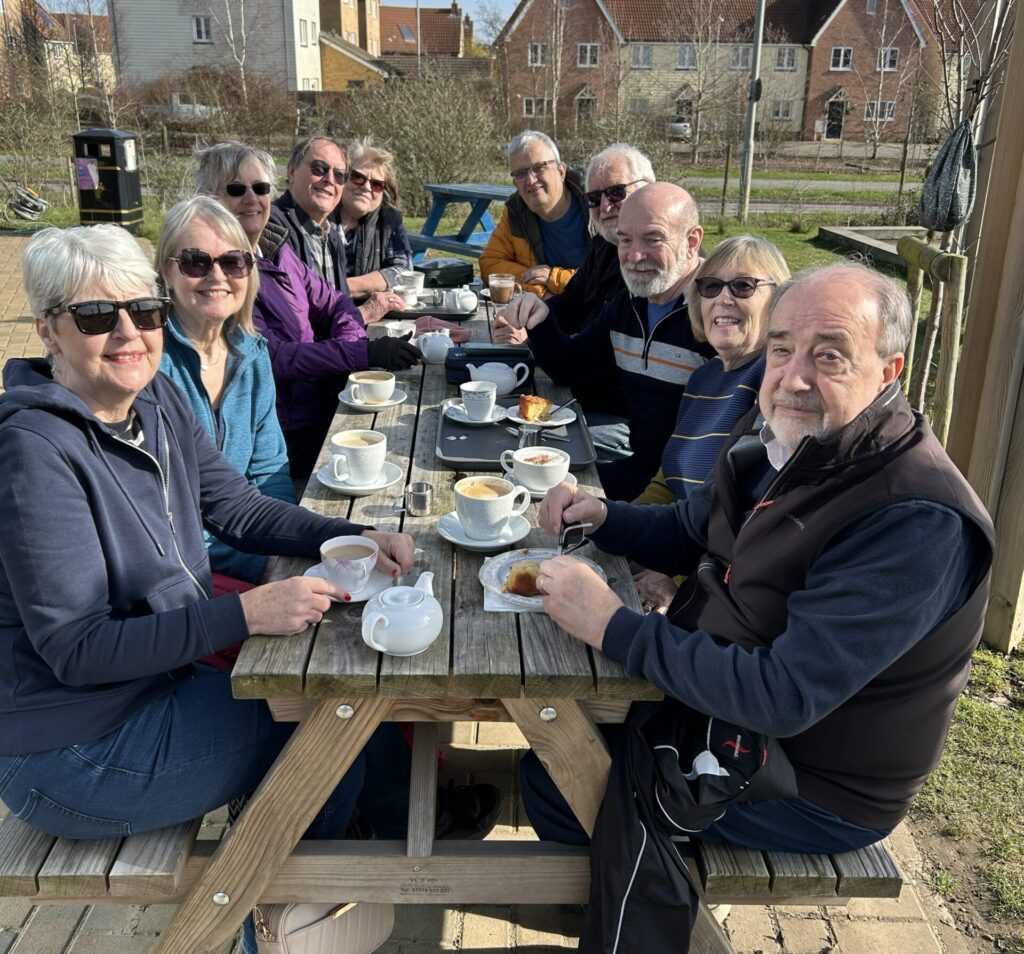 Wednesday Petanque players enjoing their first outdoor post session refreshments