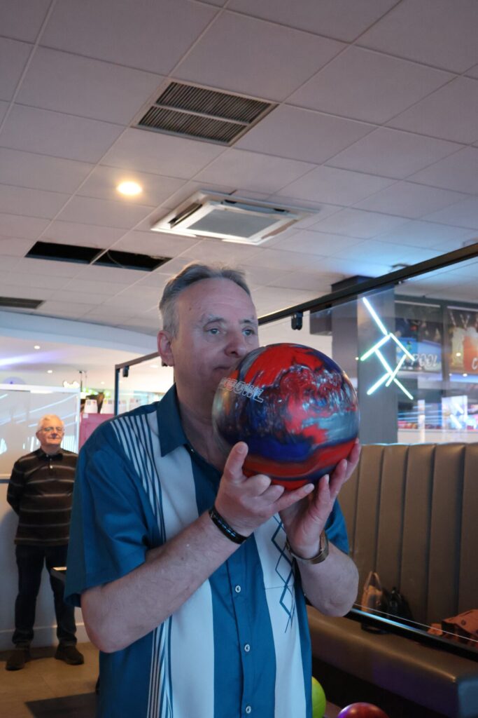 Ten Pin Group member setting up for a strike April 2026